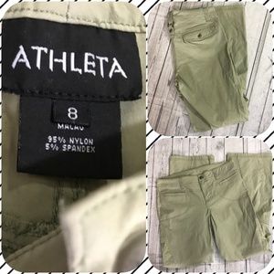 Athleta hiking pants POCKETS green tan khaki color